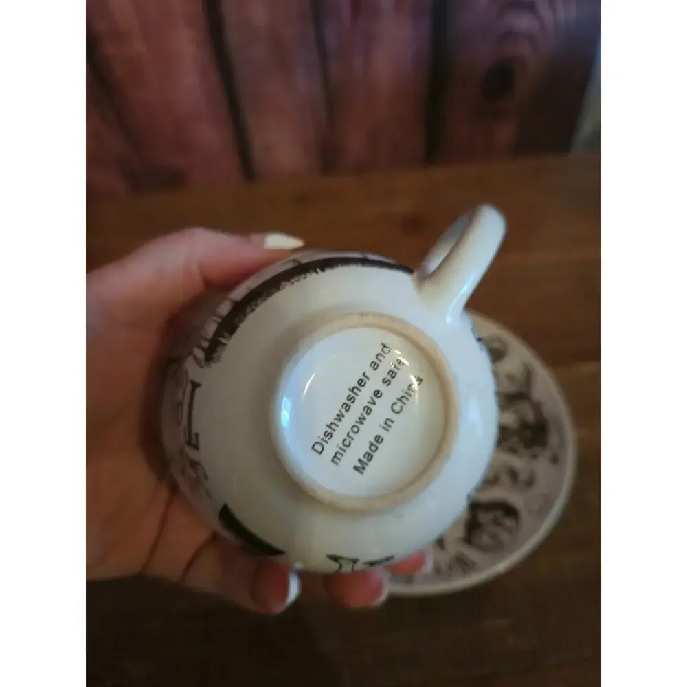 Alice in Wonderland Tea Cup & Saucer Set Mad Hatter White Rabbit Tea Time